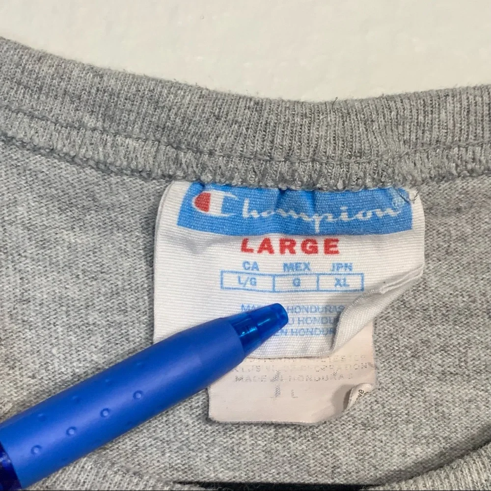 Y2K Champion Spellout Logo Essential Grey‎ Tee Medium - Picture 2 of 4
